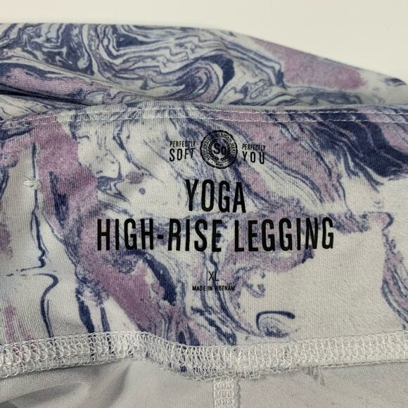 White Marbled Stretch High Waist Leggings - Picture 6 of 8